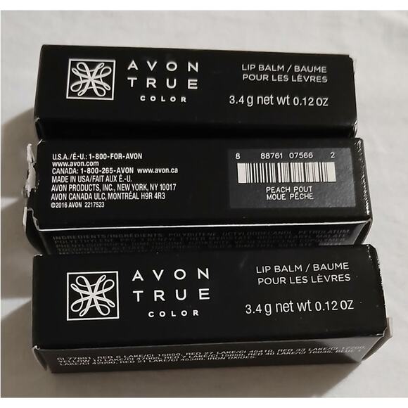Set of 3 - AVON TRUE COLOR - PEACH POUT - NIB LIP BALM Made in the USA - Picture 6 of 9